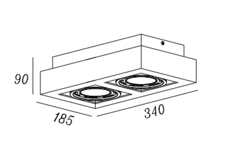 Decor Loid functional rectangular white ceiling lamp with 2 bulbs 4663