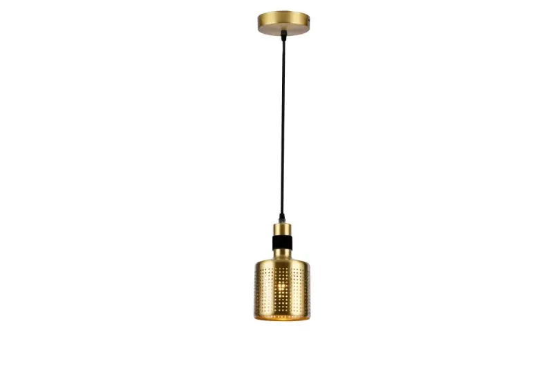 Decor Bellis black gold cylindrical pendant lamp with 1 light source 4666