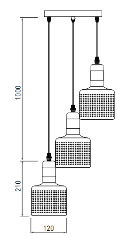 Decor Bellis white gold cylindrical pendant lamp with 3 light sources 4611