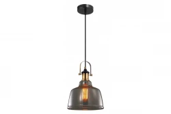 Decor Muscari II black pendant lamp with smoked glass in metallic finish and brass lamp holder 3688