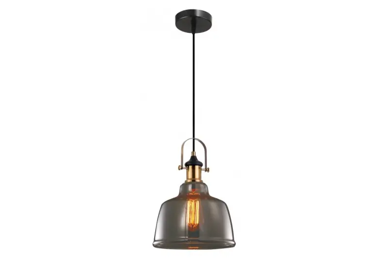 Decor Muscari II black pendant lamp with smoked glass in metallic finish and brass lamp holder 3688