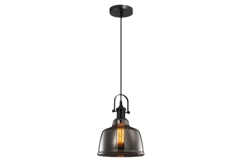 Decor Muscari II black pendant lamp with smoke-colored glass in metallic finish lampshade and black lamp holder 3862