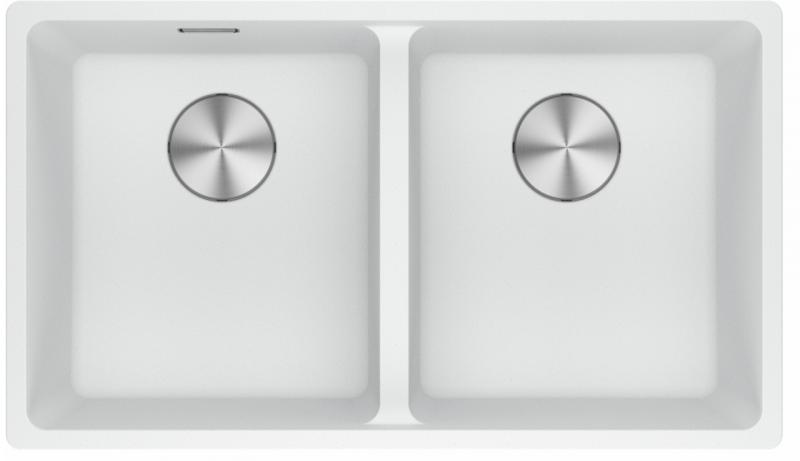 Franke Maris MRG 220-35-35 Fragranite Polar White Double Sink Flush Mount