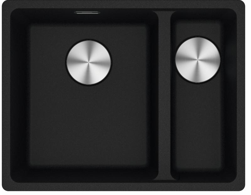 Franke Maris MRG 160-34-15 Fragranite Matt Black Sink, Left Basin Undermount 125.0688.523