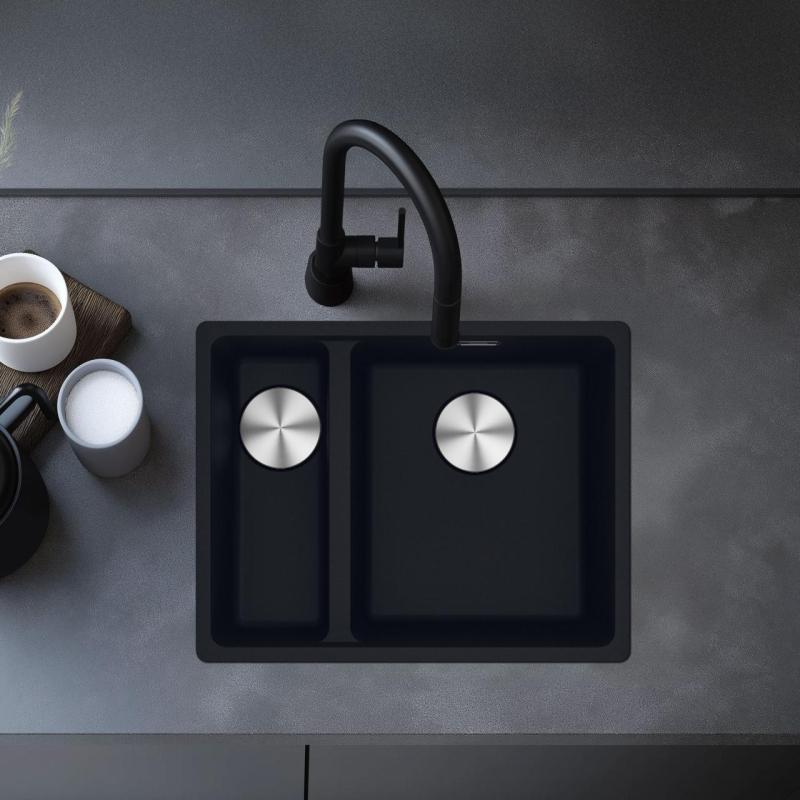 Franke Maris MRG 260-34-15 Fragranite Matt black sink Left Bowl flush-mounted