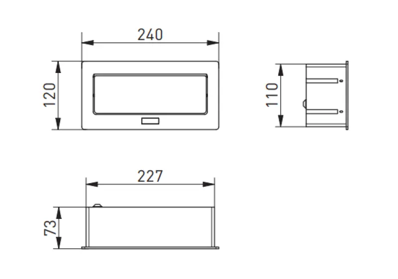 Indux Flip Medium pin earthing aluminum kitchen socket for worktop or wall unit with 3 outlets 1208957846