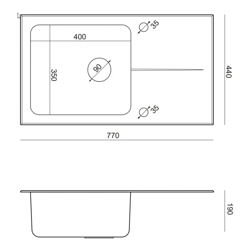 Quadri Glazz surface mounted stainless steel sink with black glass drainer reversible 77x44 1208957862