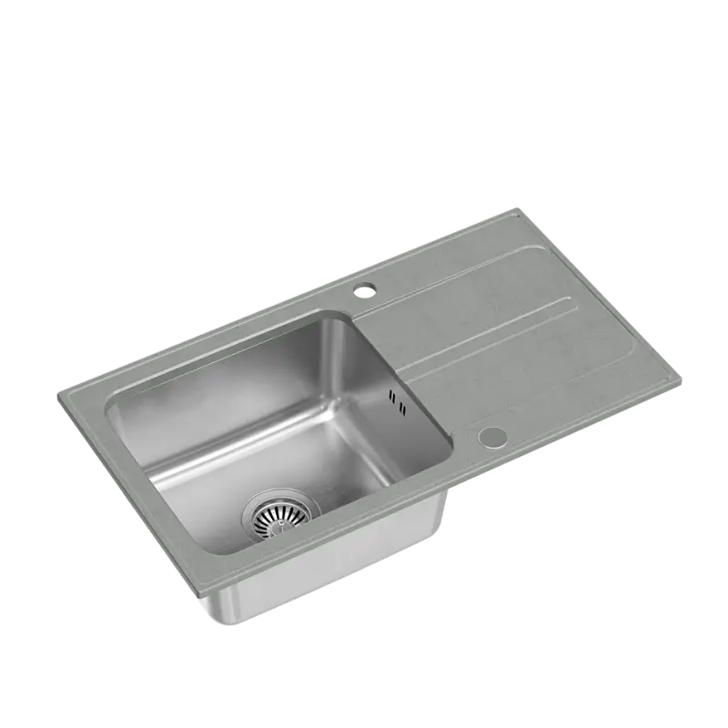 Quadri Fusion inset stainless steel sink with silver granite drainer 78x43 reversible 1208957880