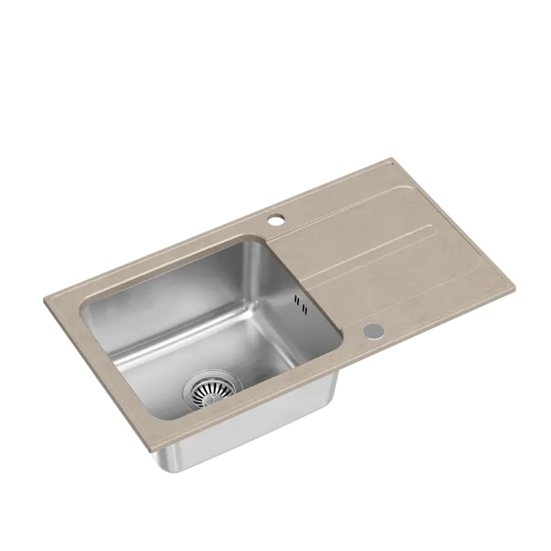 Quadri Fusion inset sink stainless steel with beige granite drainer 78x43 reversible 1208957881