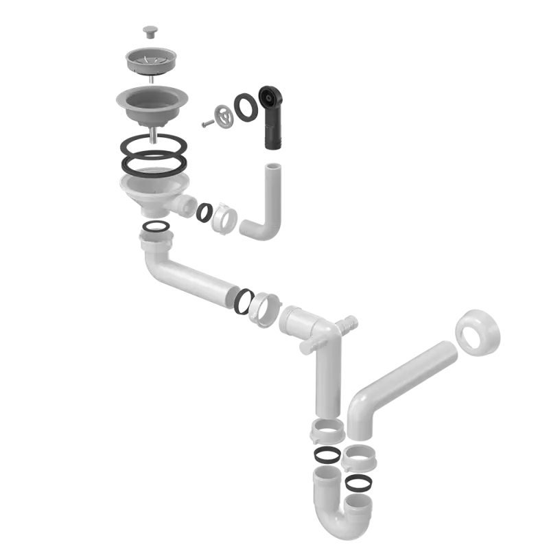Quadri drain set sink with 1-bowl siphon silver 1208957900