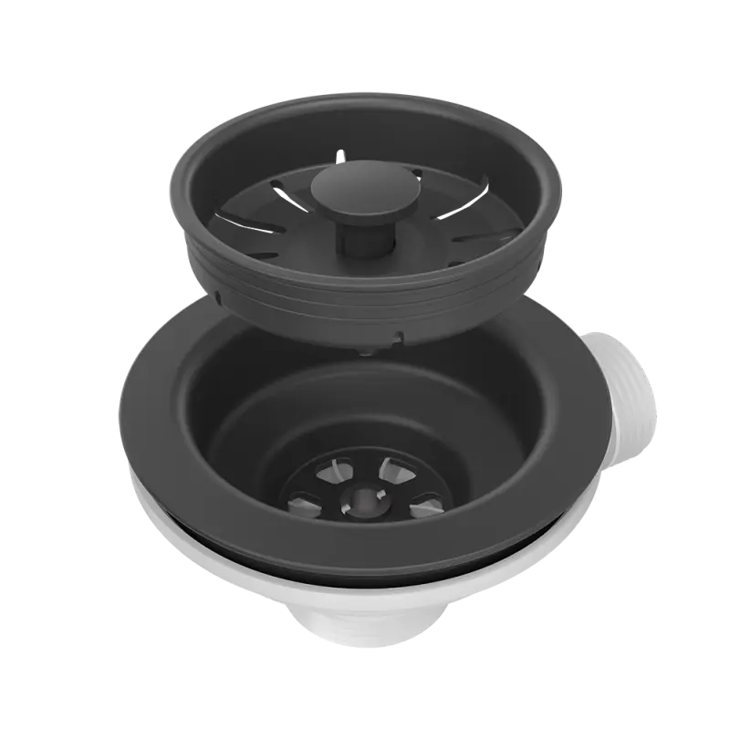 Quadri drain set sink with 2-bowl siphon color black 1208957902