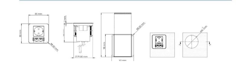 Indux Flip Power Socket 1x side earthing socket with 2xUSB A, 1xRJ45 and 1xHDMI black 1208957917