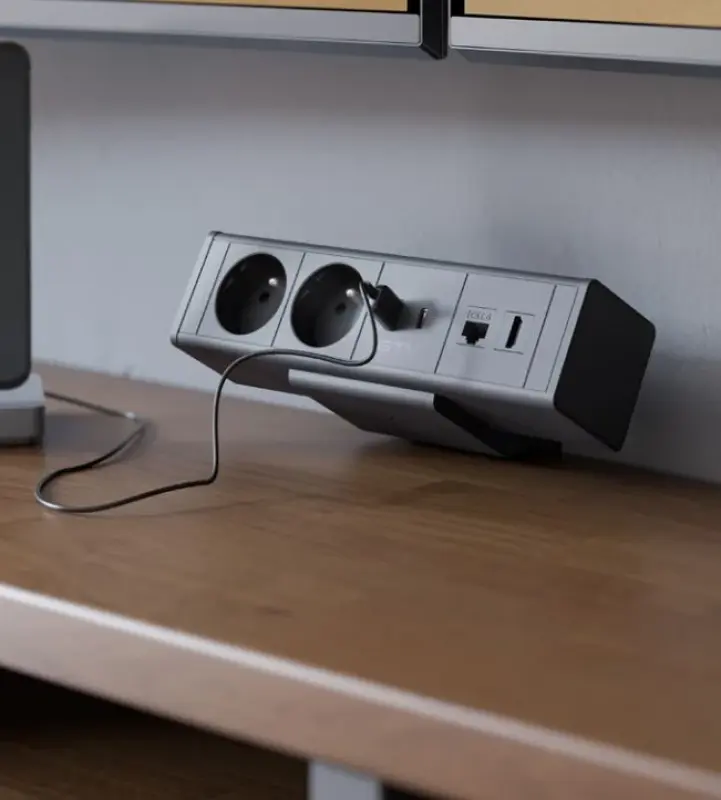 Indux Desk BAR 2x pen earthing Socket with 1xUSB A, 1xUSB C, 1xRJ45 and 1xHDMI black 1208957920