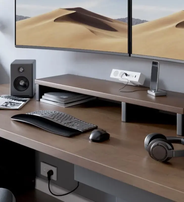 Indux Desk BAR 2x side earthing Socket with 1xUSB A, 1xUSB C. 1xRJ45 and 1xHDMI white 1208957923