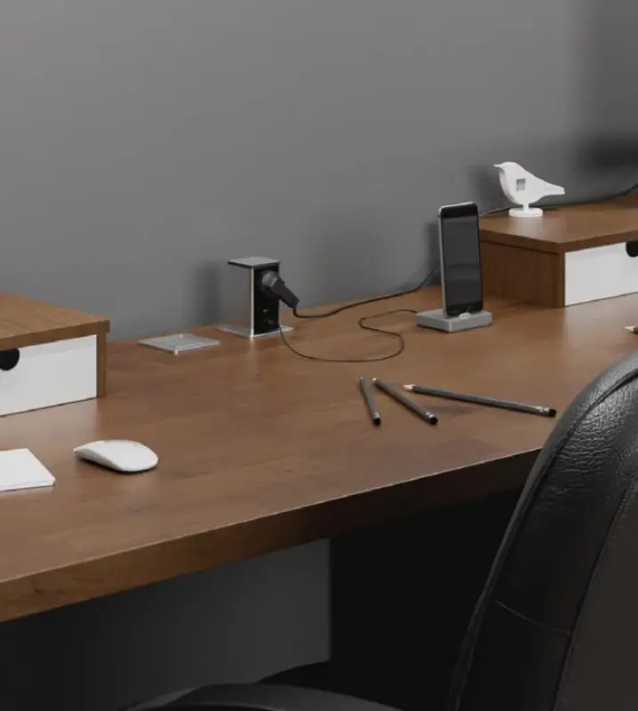 Indux Push extendable black pen earthing socket with 1xUSB A and 1xUSB C with stainless steel cover 1208957928