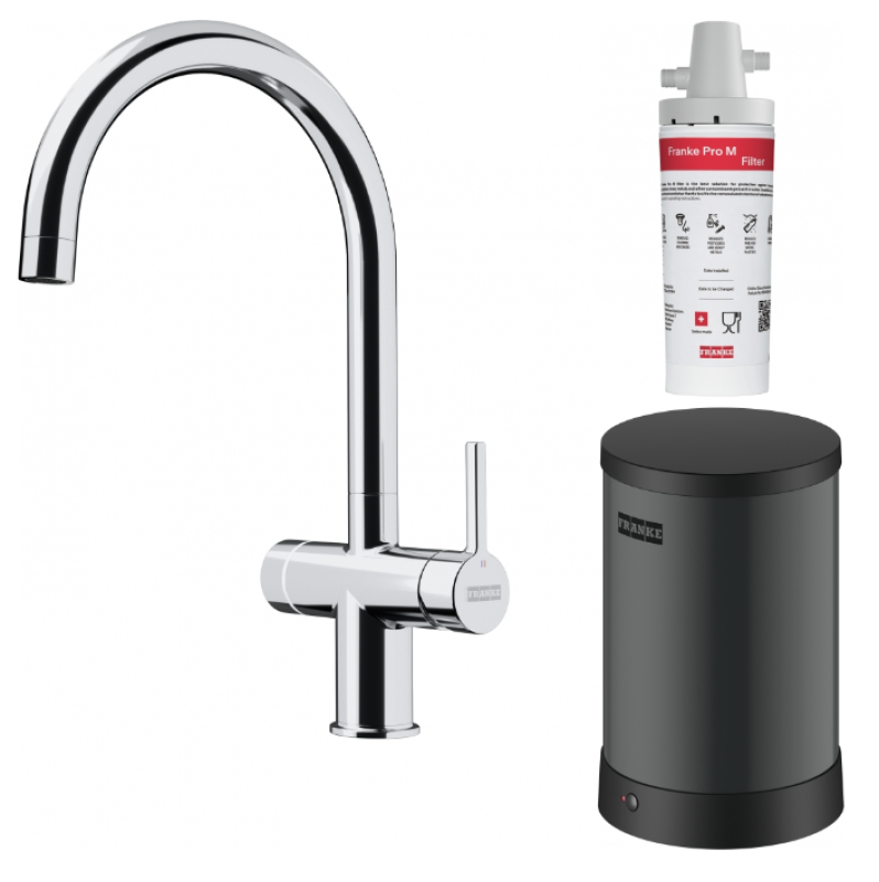 Franke Maris water hub 4L boiler 3-in-1 with Touch electronic boiling water faucet chrome with water hub mixer set 1208957946