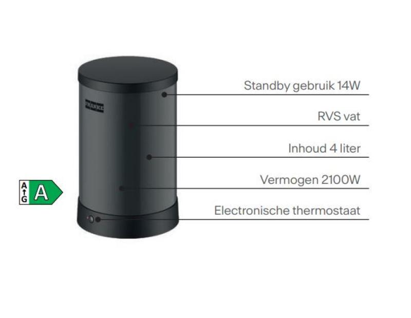 Franke Maris water hub 4L boiler 3-1 with Touch electronic boiling water tap chrome with water hub bypass 1208957947