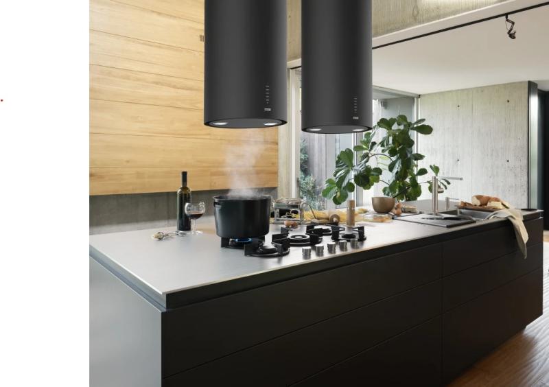 Franke Mythos Tube free-hanging matt black extractor hood ceiling mount 37cm diameter 335.0588.180