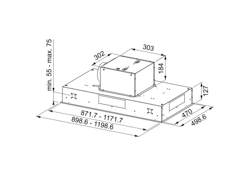 Franke Smart ceiling unit stainless steel extracto hood 90cm 350.0590.184