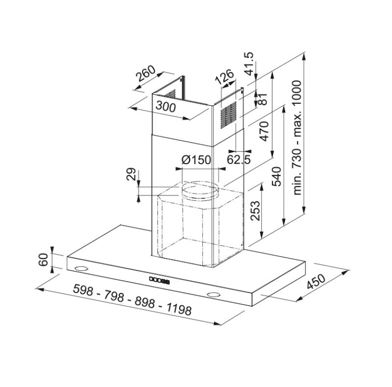 Franke Mythos Tale wall-mounted stainless steel extractor hood 120cm 325.0597.295