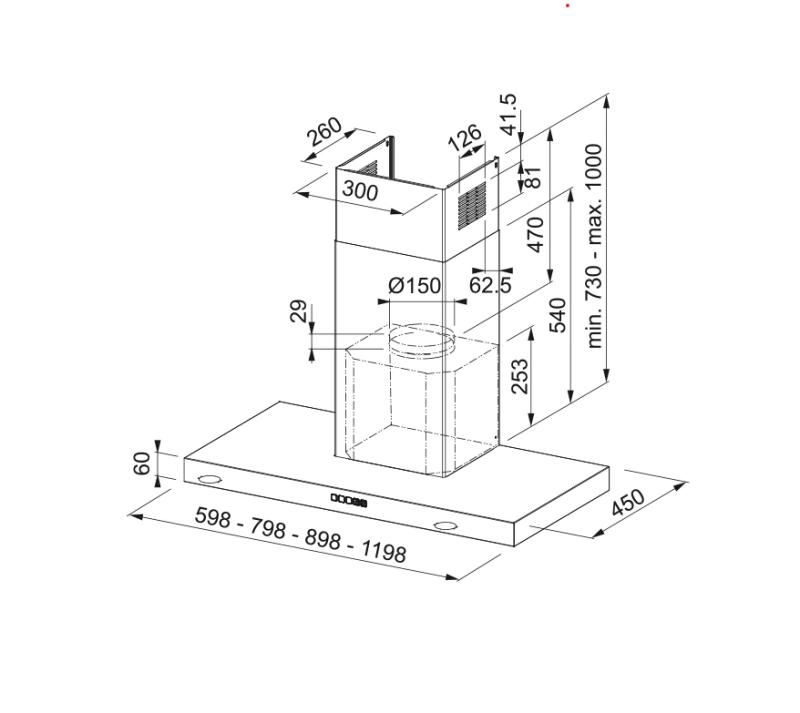 Franke Mythos Tale wall-mounted stainless steel extractor hood 90cm 325.0597.294