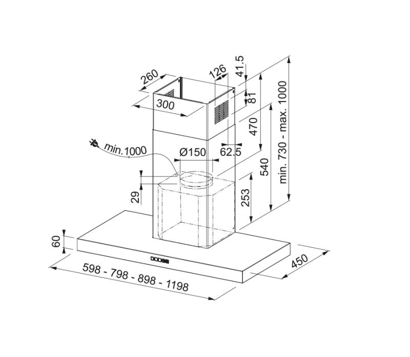 Franke Mythos Tale wall-mounted stainless steel extractor hood 90cm 325.0597.294