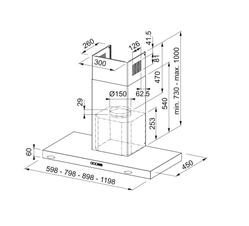 Franke Mythos Tale wall-mounted stainless steel extractor hood 60cm 325.0597.293