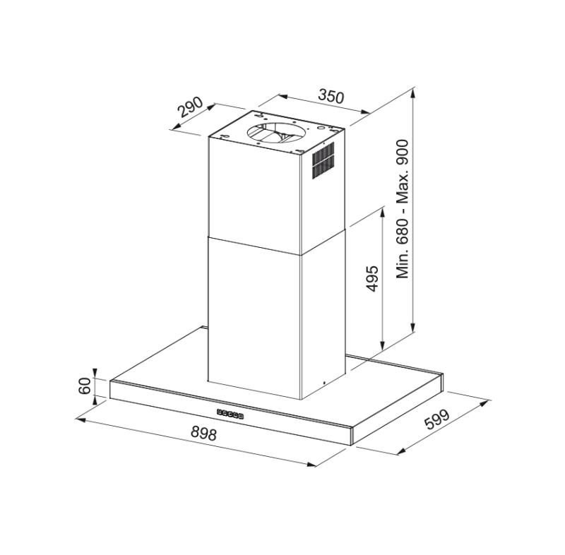 Franke Mythos Tale island stainless steel extractor hood 90cm 325.0552.774