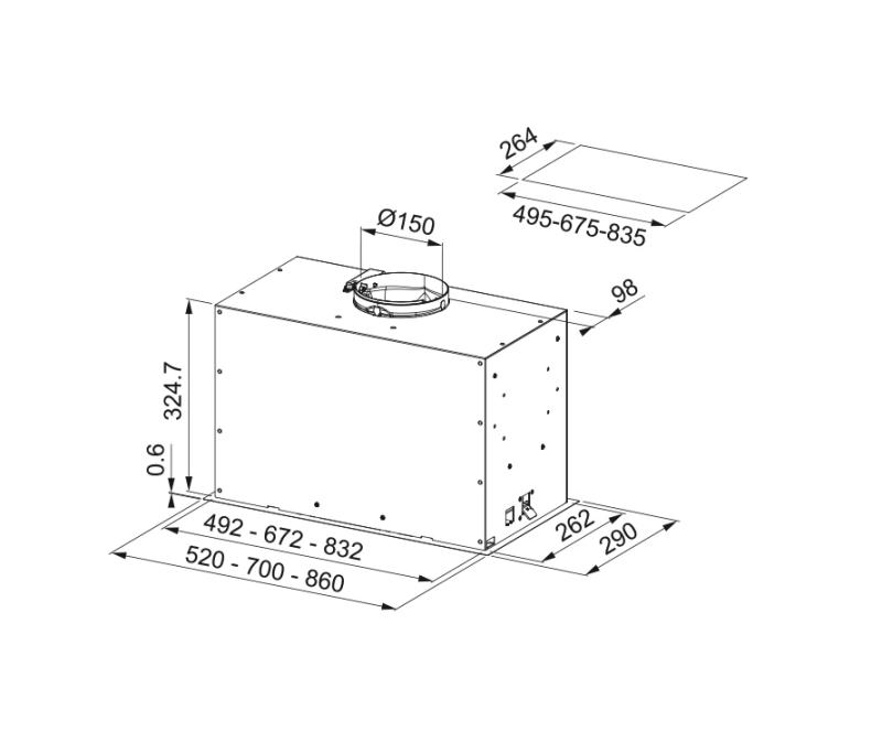 Franke Mythos Box Flush Premium built-in matt black extractor hood 70cm 305.0665.392