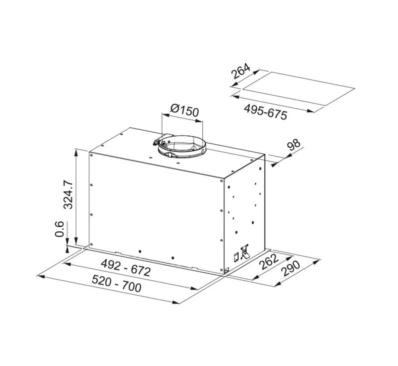 Franke Maris Box Flush EVO built-in stainless steel extractor hood 70cm 305.0665.361