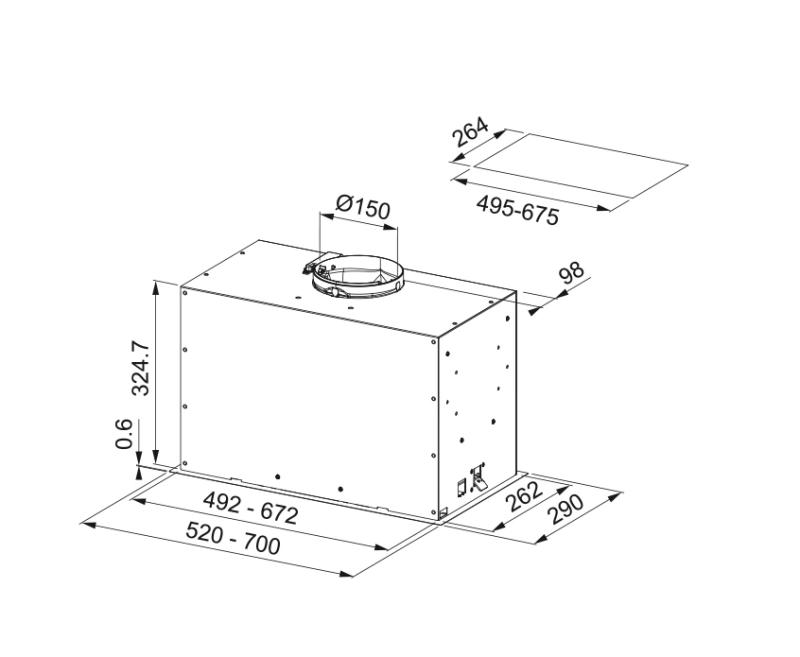 Franke Maris Box Flush EVO built-in matt black extractor hood 70cm 305.0665.365