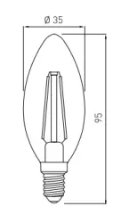 Decor Lumiere oval LED lamp E14 Filament warm white 2700K Smoke glass 35mm
