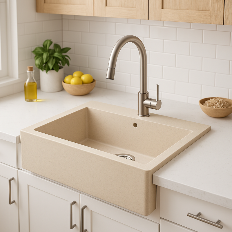 Aquadesign Farmhouse intermediate or inset granite sink beige sand 58x49cm 1208958164