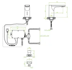 Aquadesign Sensor basin tap with water mixing valve battery operated or mains powered black 1208958190