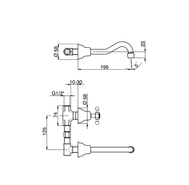 Huber Victorian 3-holes Washbasin Mixer Stainless Steel VT0035102A