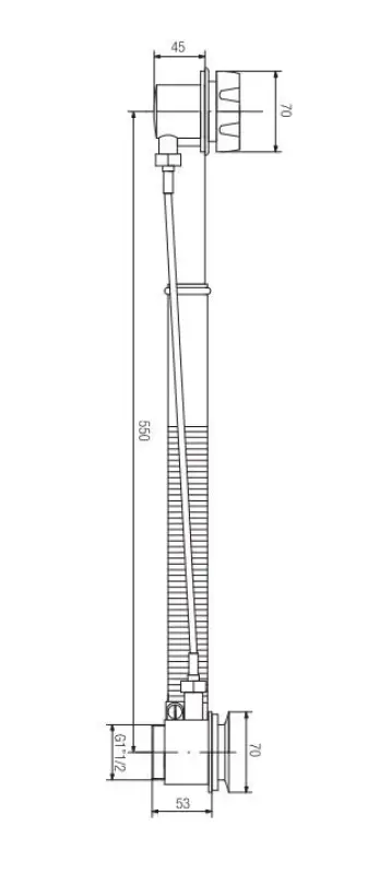 PB bath drain Chrome with rotary knob at overflow for built-in baths 1208958380