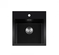 Lorreine BQ series sink 46x52cm top-mount black with stainless steel plug 40BQ37TH-T-INOX