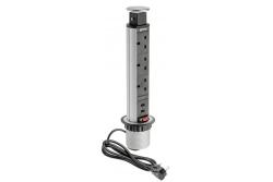 Desktop mortise extension cable 60mm, 3x UK socket, 2xUSB 2,1A 5V (silver) ENGLISH VERSION 1208958629