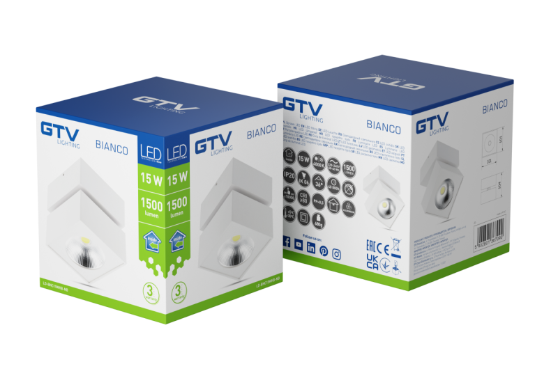 Decor Fixture LED BIANCO  15W 1500lm AC220-240V 50/60 Hz PF> 0.5 Ra≥80 IP20 IK06.36 ° 4000K square white 1208962665