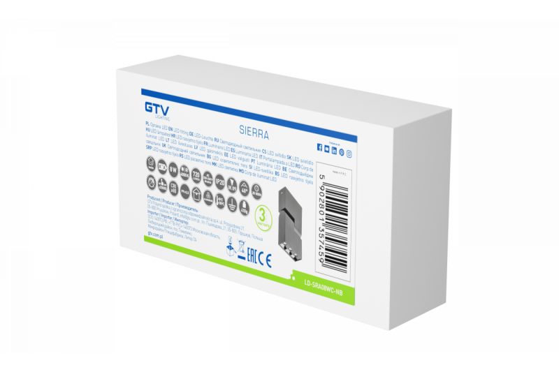 Decor LED fixture SIERRA 8W 720lm AC220-240V 50/60 Hz PF>0 5 Ra≥80 IP20 IK08 4000K 48° black 1208963166