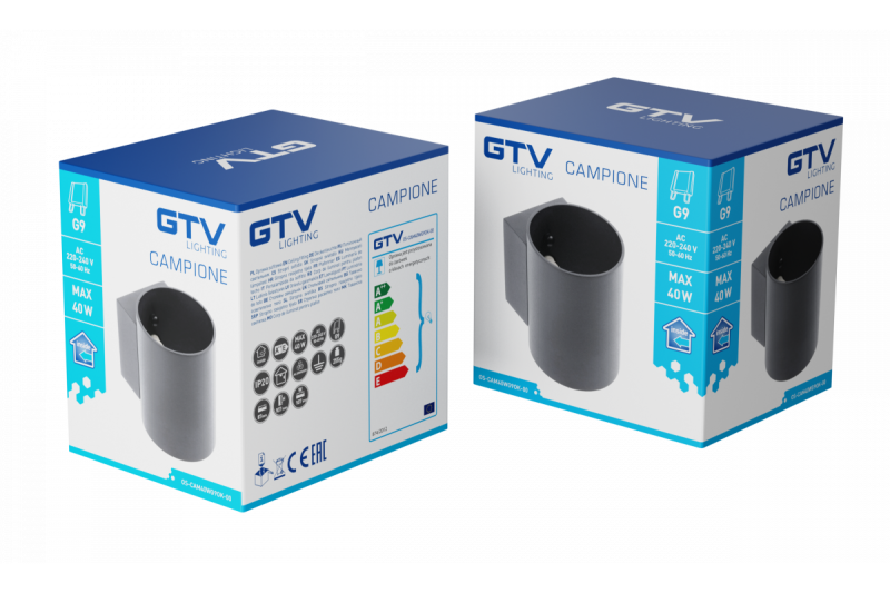 Decor Wall fixture  CAMPIONE aluminium G9 IP20 max. 40W IP20 round black 1208963851