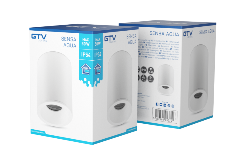 Decor SENSA AQUA ceiling lamp alum 85x115 IP54 max 50W circular white 1208964007