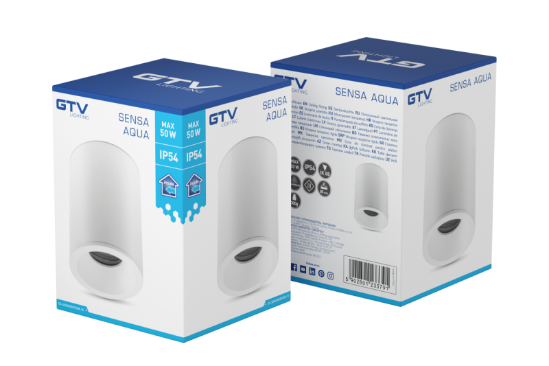 Decor SENSA AQUA ceiling lamp alum 85x115 IP54 max 50W circular white 1208964007