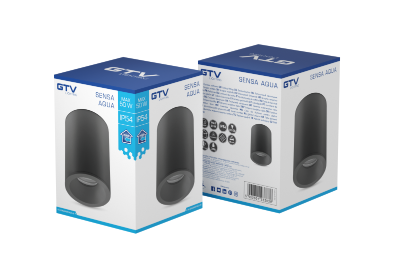 Decor SENSA AQUA ceiling lamp alum 85x115 IP54 max 50W circular black 1208964009