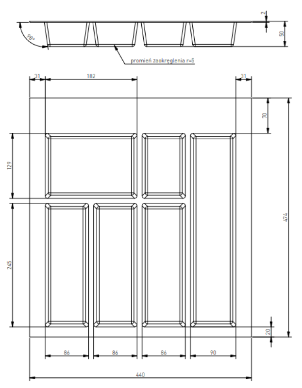 Decor Cutle Cutlery Tray Insert for Kitchen Drawer 500 Anthracite 1208966376