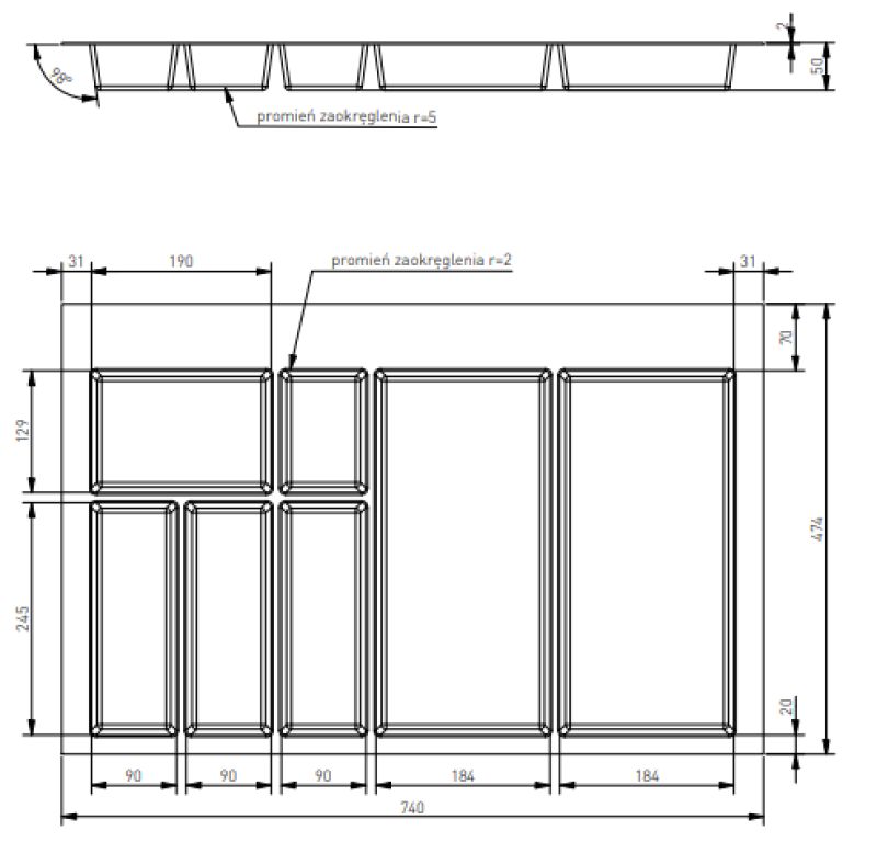 Decor Cutle Cutlery Tray Insert for Kitchen Drawer 800 Anthracite 1208966380
