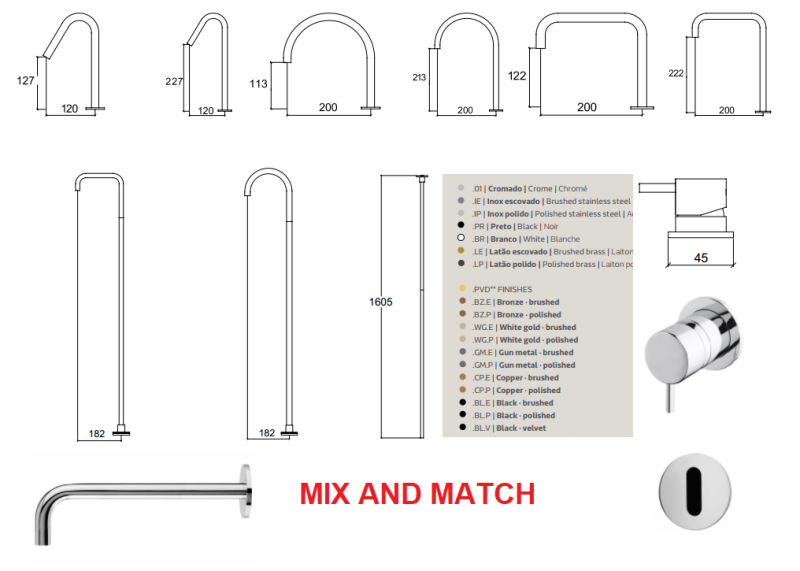 Waterevolution Flow spout tbv basin tap v spout large PVD Gun Metal T1B212VGME