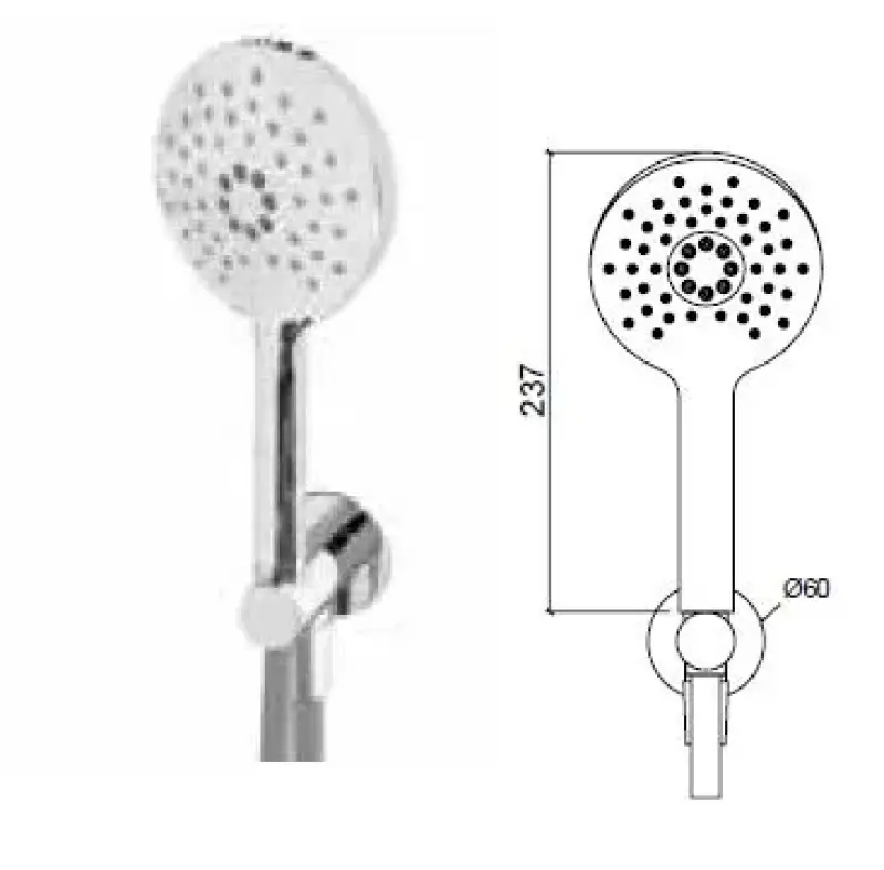 Waterevolution Flow round hand shower set complete with wall connection light gold T1621RWGE
