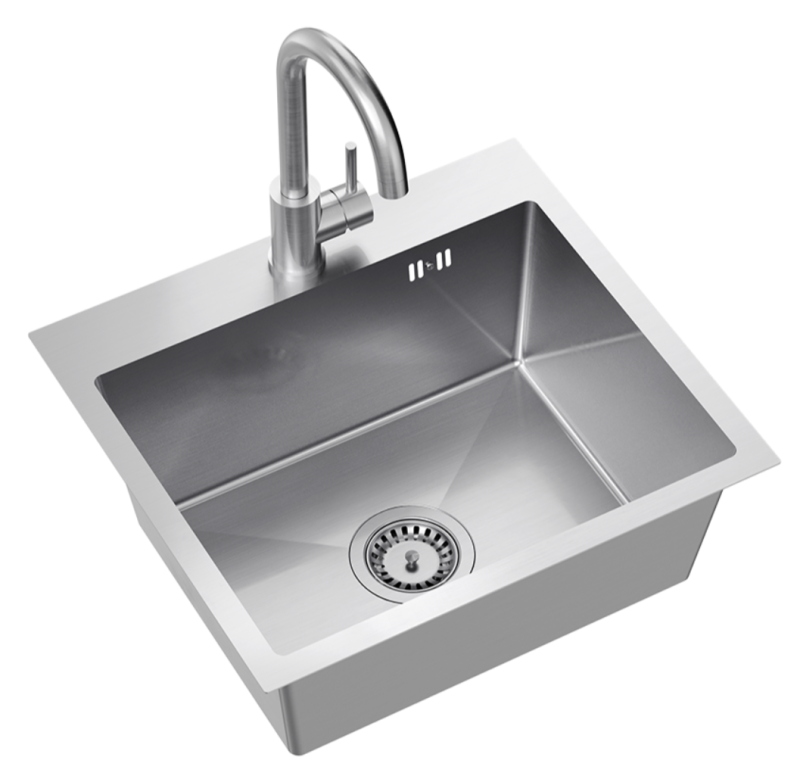 Quadri Dixton 50 Set stainless steel sink 500x450 mm with tap hole, inset and stainless steel Coventry kitchen tap