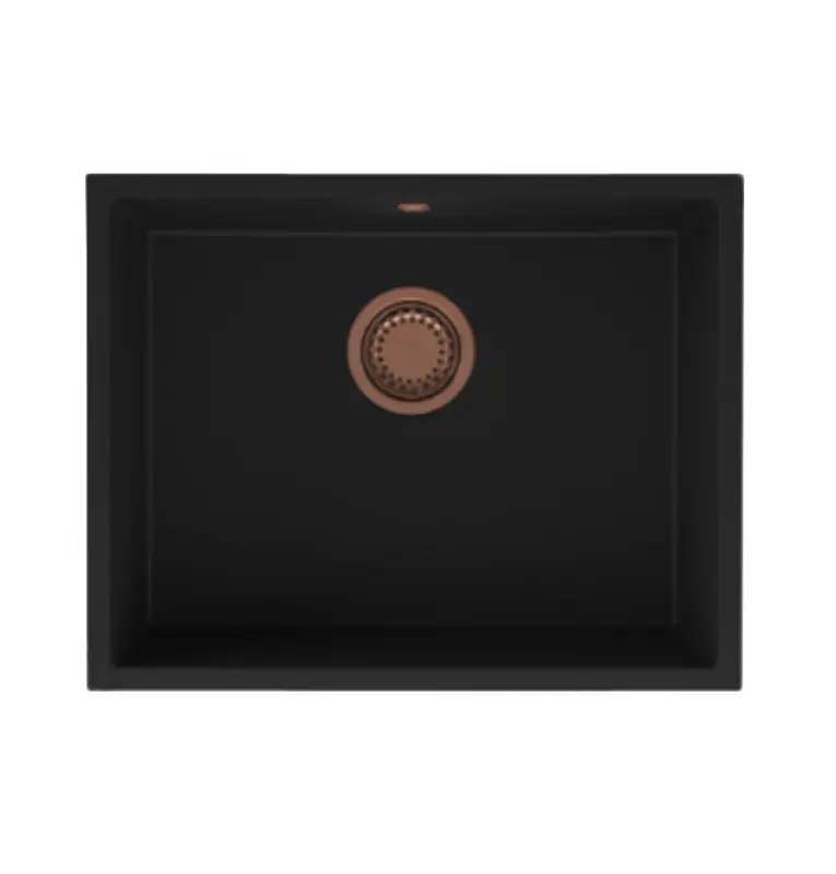 GraniteMy Universal granite black sink 55x40 cm black top mount undermount and flush mount with copper plug 1208967152